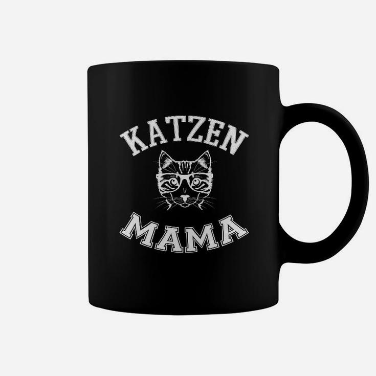 Katzen Mama Schwarzes Tassen mit Aufdruck, Damen Mode für Katzenfreunde