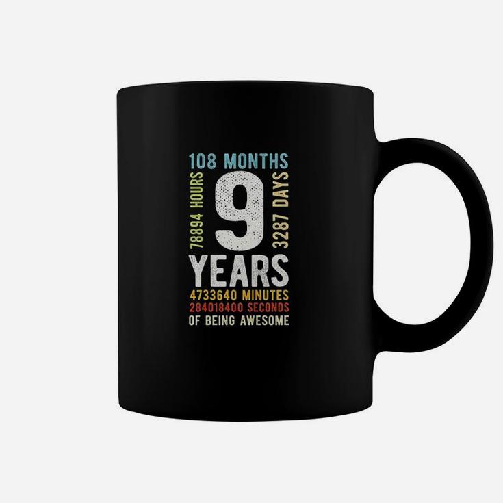 Kids 9th Birthday 9 Years Old Vintage Retro 108 Months  Coffee Mug