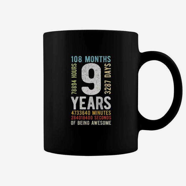 Kids 9th Birthday 9 Years Old Vintage Retro 108 Months  Coffee Mug