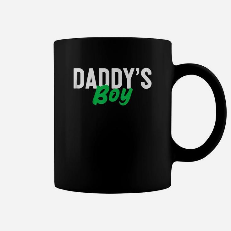 Kids Daddys Boy Green Text Kids Fathers Day Coffee Mug