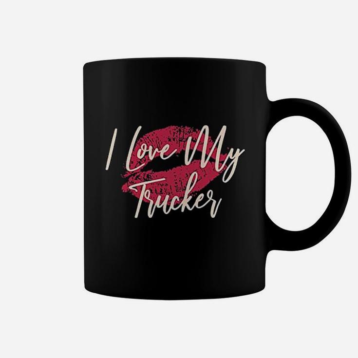 Kiss Lips I Love My Trucker Wife Girlfriend Coffee Mug