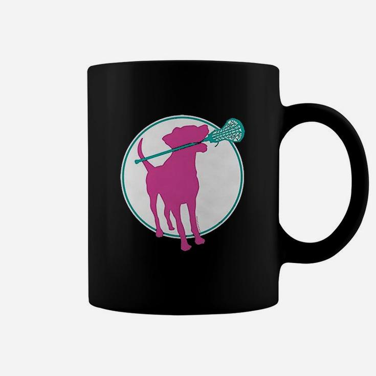 Lacrosse Dog With Girl Sticks Coffee Mug