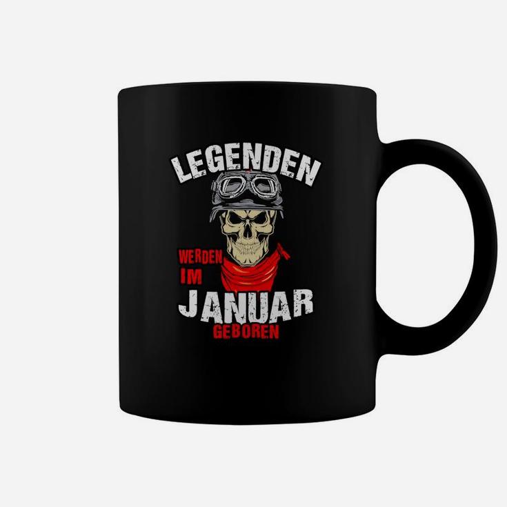 Legenden im Januar geboren Schwarzes Tassen, Totenkopf & Motorradbrillen Design