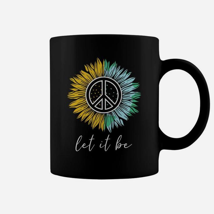 Let It Be Sunflower Earth Peace Sign Hippie Lovers Coffee Mug