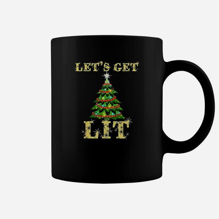 Lets Get Lit Drinking Funny Christmas Coffee Mug