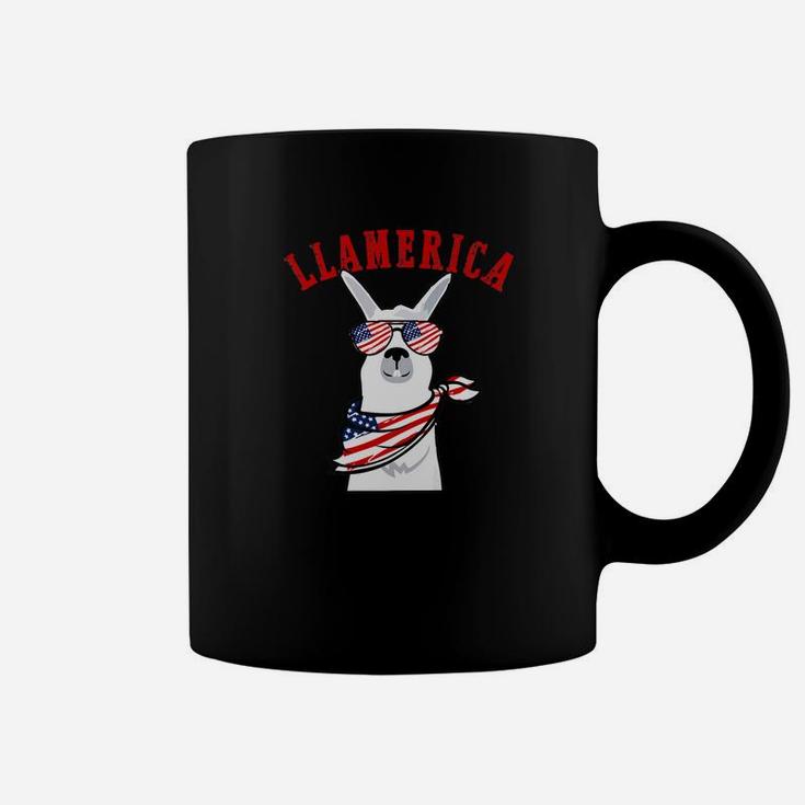 Llamerica Funny Llama Patriotic 4th Of July Veteran Flag Day Premium Coffee Mug