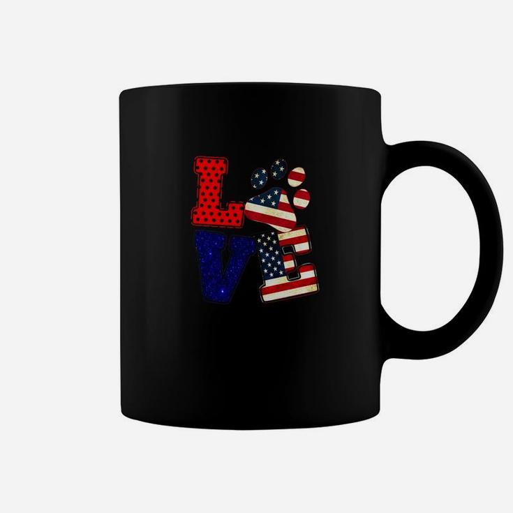 Love Dog Paw American Flag For 4th Of July Day Premium Coffee Mug