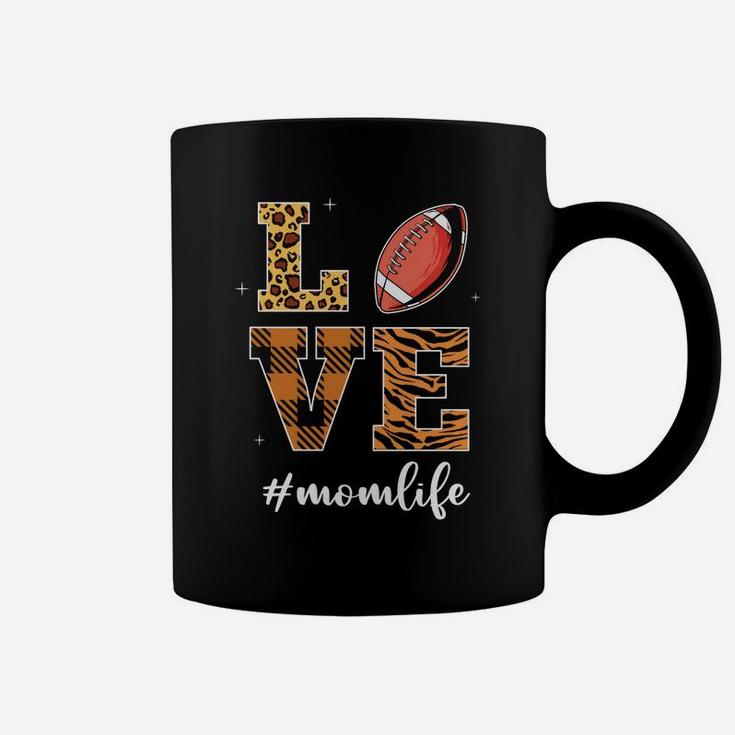 Love Mom Life Football Mom Leopard Plaid Gift For Mother Coffee Mug