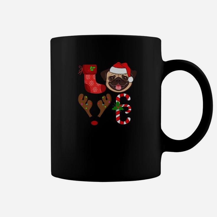 Love Pug Dog Santa Christmas Funny Dog Love Coffee Mug