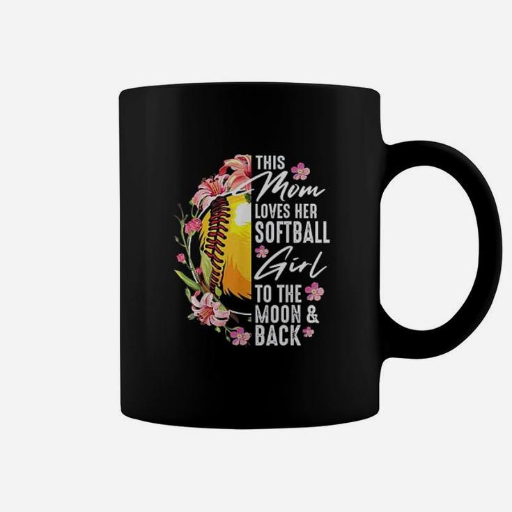 Love Softball Mom Flowers Coffee Mug