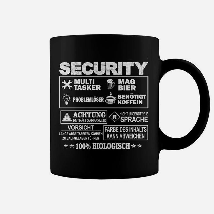 Lustiges Security Tassen Schwarz mit Sprüchen, 100% Bio-Baumwolle