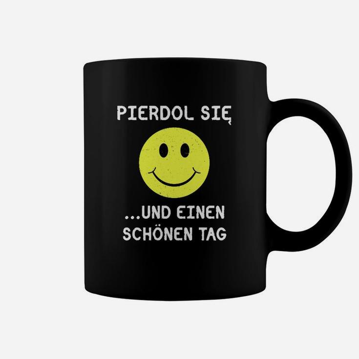 Lustiges Smiley-Gesicht Tassen mit frechem Text, provokatives Spruch-Tassen