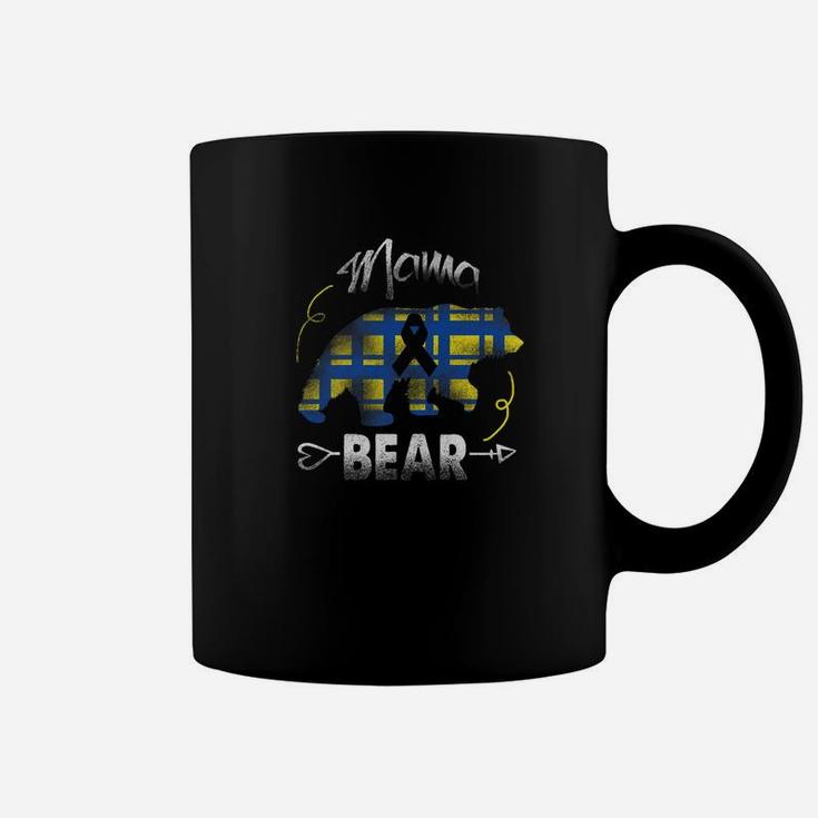 Mama Bear Blue Yellow Ribbon Down Syndrome Awareness Coffee Mug