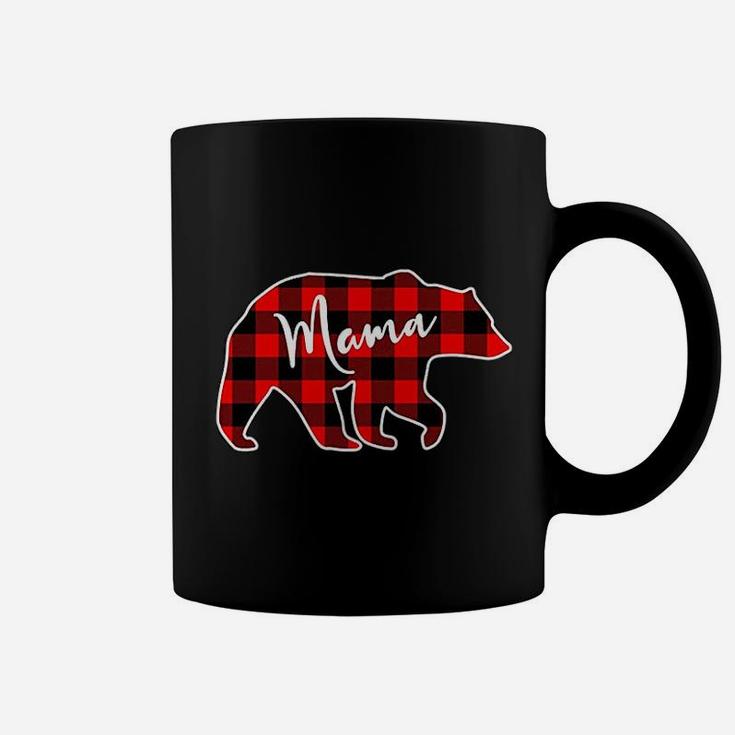 Mama Bear Red Plaid Matching Family Christmas Coffee Mug