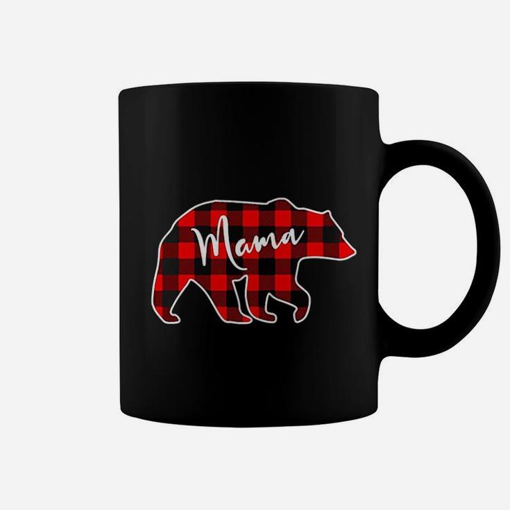 Mama Bear Red Plaid Matching Family Christmas Coffee Mug
