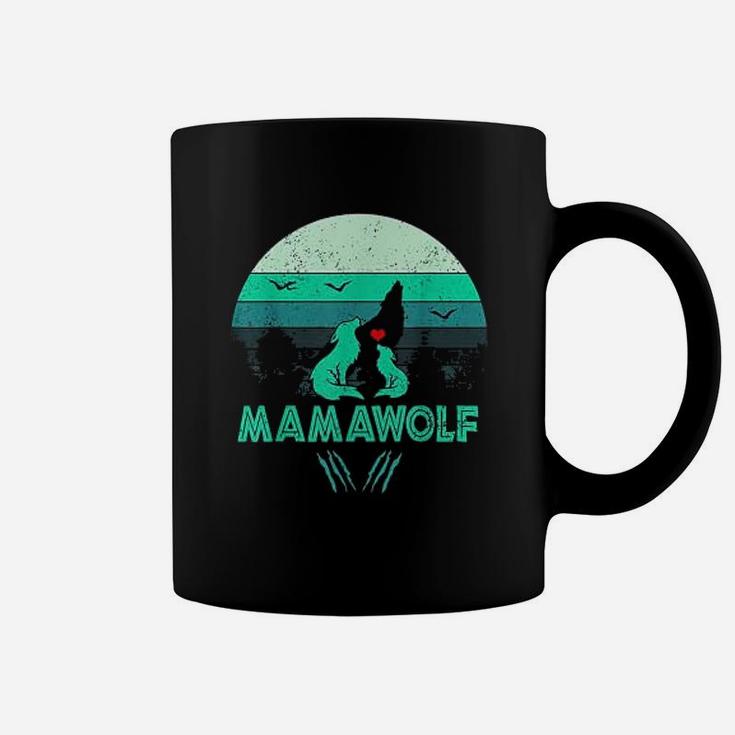 Mamawolf Funny Wolf Mama Retro Vintage Sunset Coffee Mug