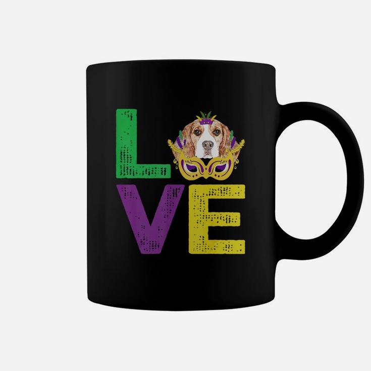 Mardi Gras Fat Tuesday Costume Love Beagle Funny Gift For Dog Lovers Coffee Mug