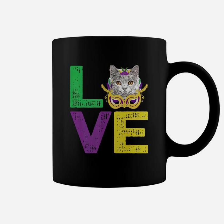 Mardi Gras Fat Tuesday Costume Love British Shorthair Funny Gift For Cat Lovers Coffee Mug