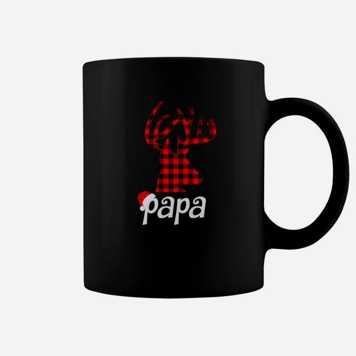 Matching Family Christmas Shirts Plaid Reindeer Papa Coffee Mug
