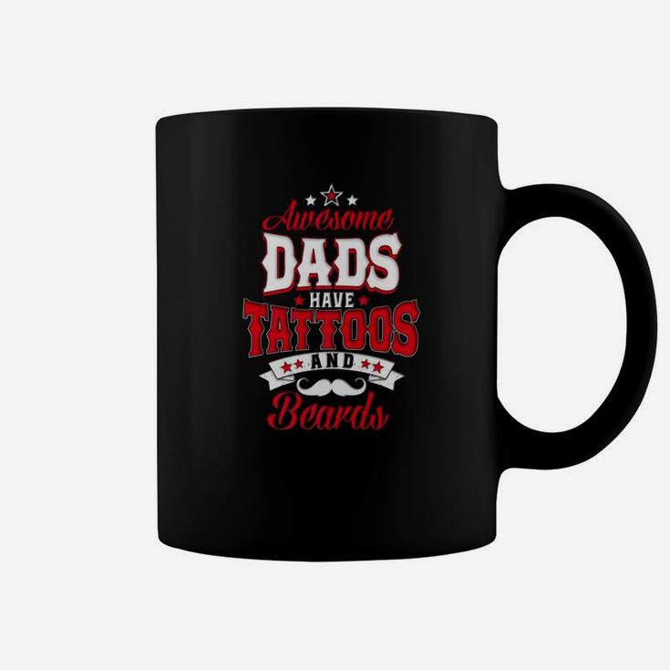 Mens Awesome Dads Have Tattoos And Beards Fathers Day Coffee Mug