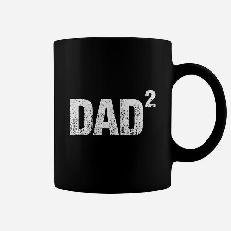 Mens Dad Squared Two Kids Dad Distressed Coffee Mug