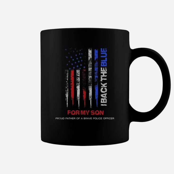 Men's I Back The Blue For My Son Thin Blue Line Police DadShirt Coffee Mug
