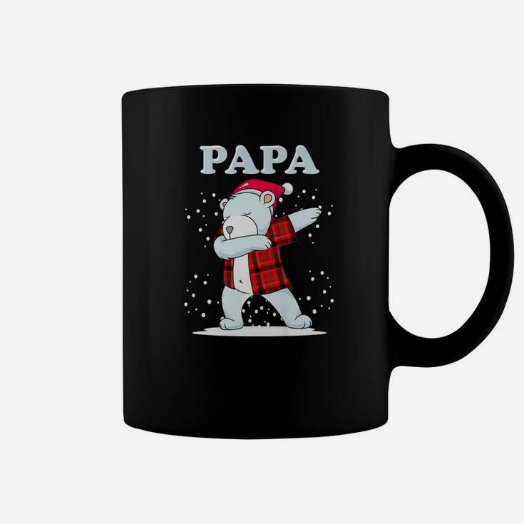 Mens Papa Bear Matching Family Dabbing Bear Red Plaid Coffee Mug