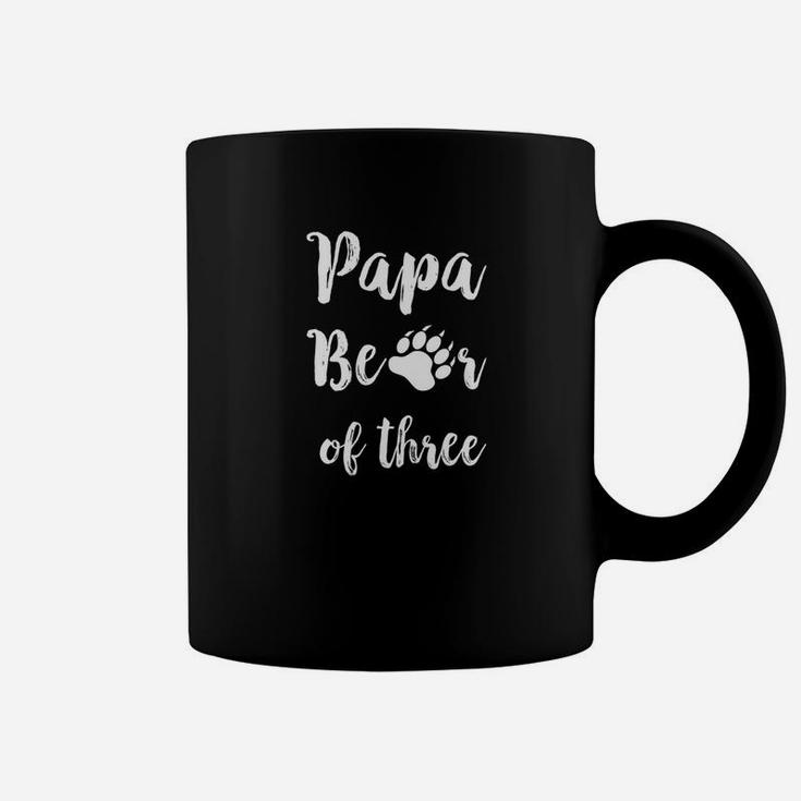 Mens Papa Bear Shirt Grandpa Father Of Three Kids Gift Bear Claw Coffee Mug