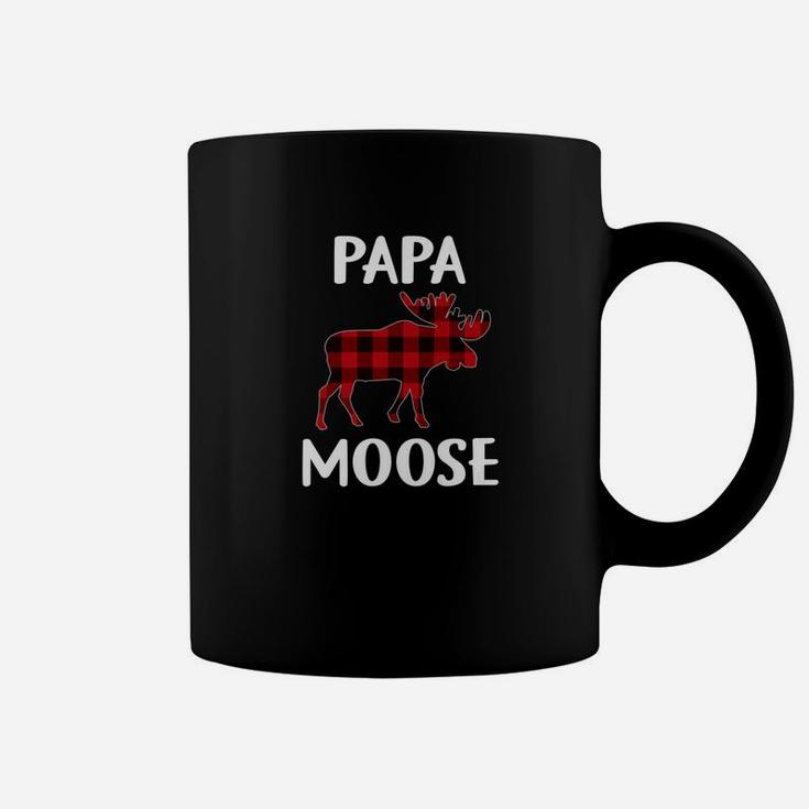 Mens Papa Moose Matching Family Christmas Shirt Plaid Pajama Coffee Mug