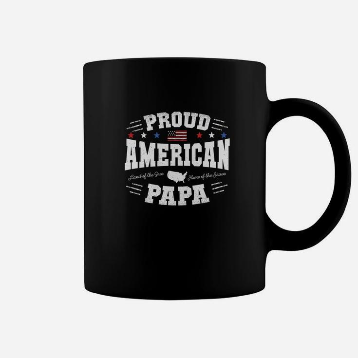 Mens Proud American Papa Flag Usa 4th Of July Patriotic Dad Papaw Premium Coffee Mug