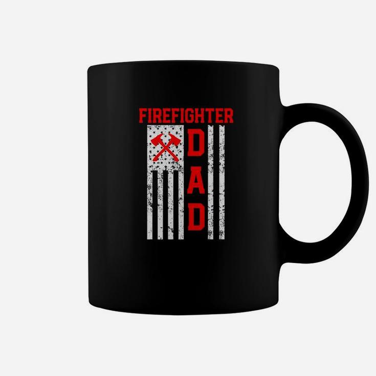 Mens Proud Firefighter Dad American Flag Thin Red Line Father Premium Coffee Mug