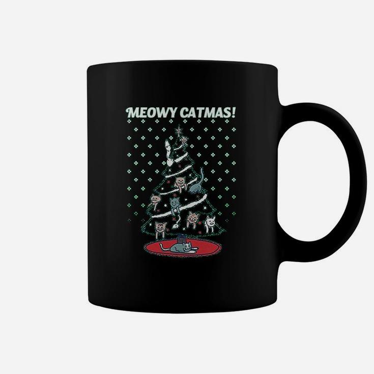 Meowy Christmas Cat Tree Ugly Merry Crazy Funny Gift Coffee Mug