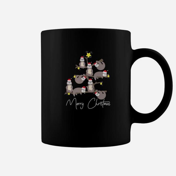 Merry Christmas Sloth Christmas Tree Santa Hat Coffee Mug