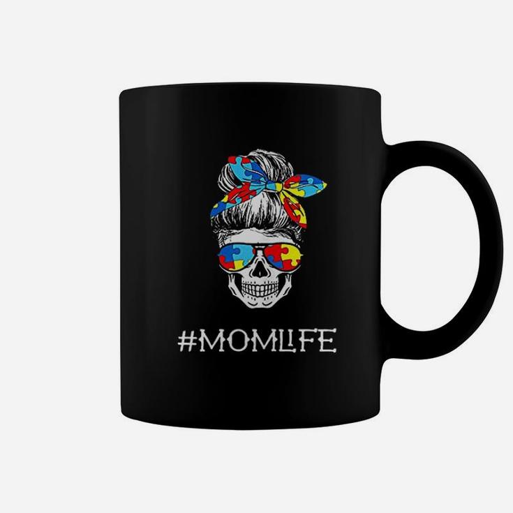 Mom Life Skull Tired Exhausted Awareness Mama Puzzle Coffee Mug