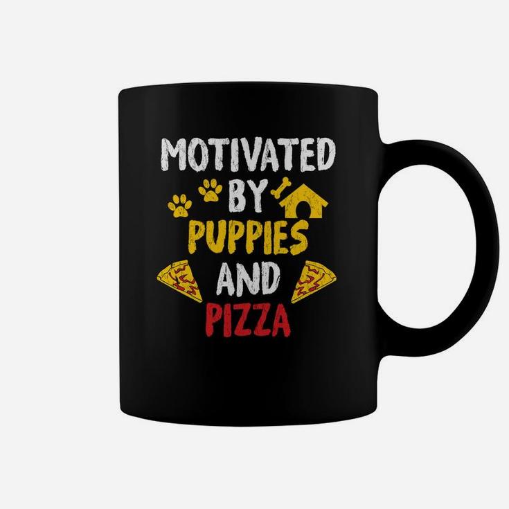 Motivated By Puppies And Pizza Funny Dog Pizza T Coffee Mug