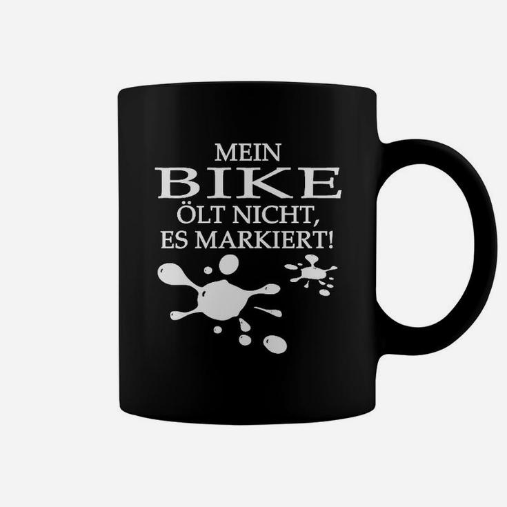 Motorradfahrer-Tassen Mein Bike ölt nicht, Humorvolles Schwarz-Tee