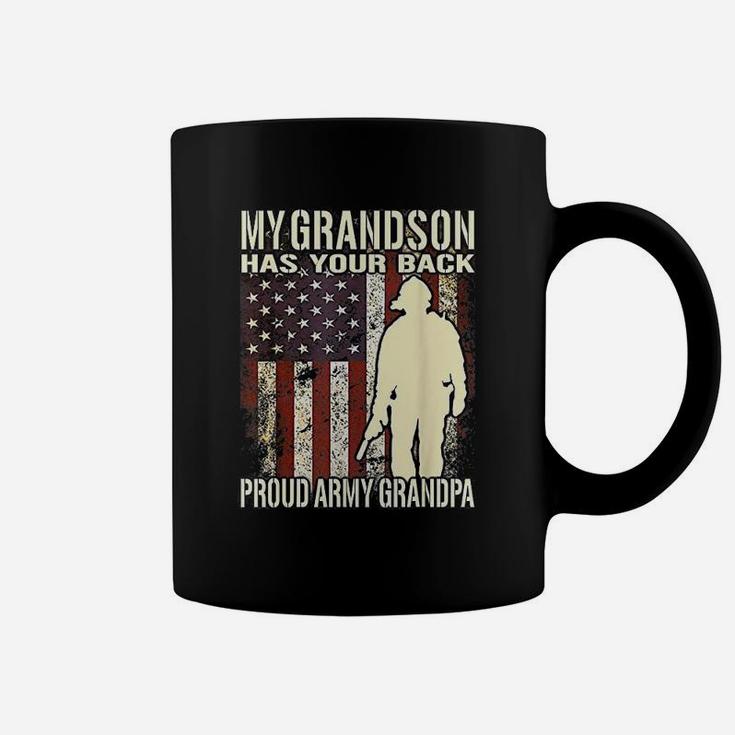 My Grandson Has Your Back Us Flag Proud Army Grandpa Gift Coffee Mug