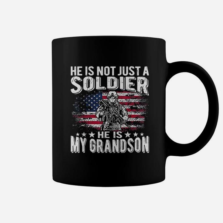 My Grandson Is A Soldier Patriotic Proud Army Grandparent Coffee Mug