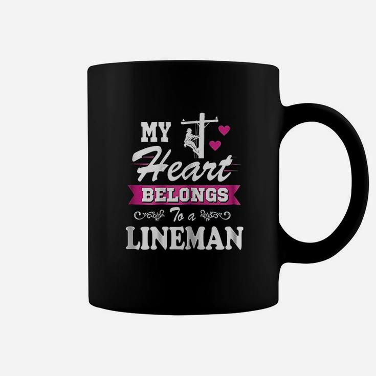 My Heart Belongs To A Lineman Wife Or Girlfriend Coffee Mug