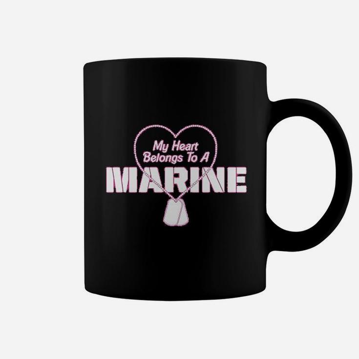 My Heart Belongs To A Marine Pink Coffee Mug