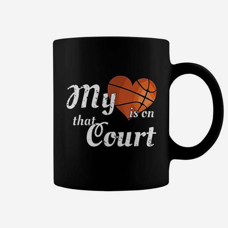 My Heart Is On That Court -basketball Mom Dad Coffee Mug