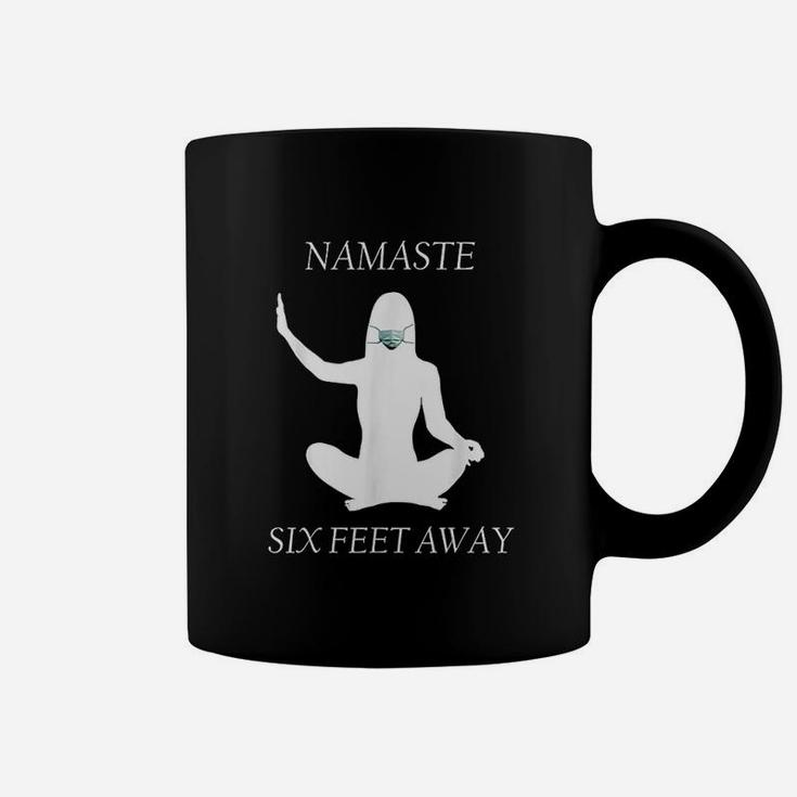 Namaste Six Feet Away 6 Ft Yoga Meditation Face Coffee Mug