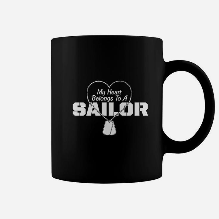 Navy Wife Girlfriend My Heart Belongs To A Sailor Missy Fit Ladies Coffee Mug