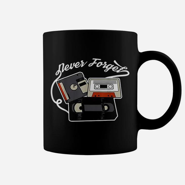Never Forget Vhs Floppy Disc And Cassette Tapes Coffee Mug