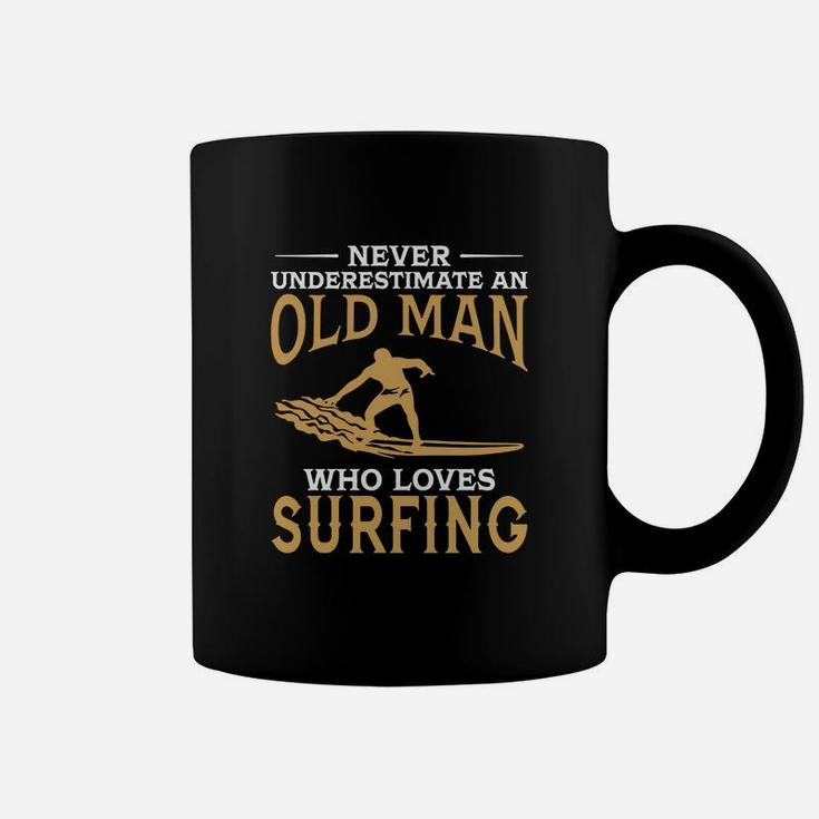 Never Underestimate An Old Man Who Loves Surfing Tshirt Coffee Mug