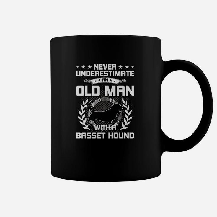Never Underestimate An Old Man With A Basset Hound Coffee Mug