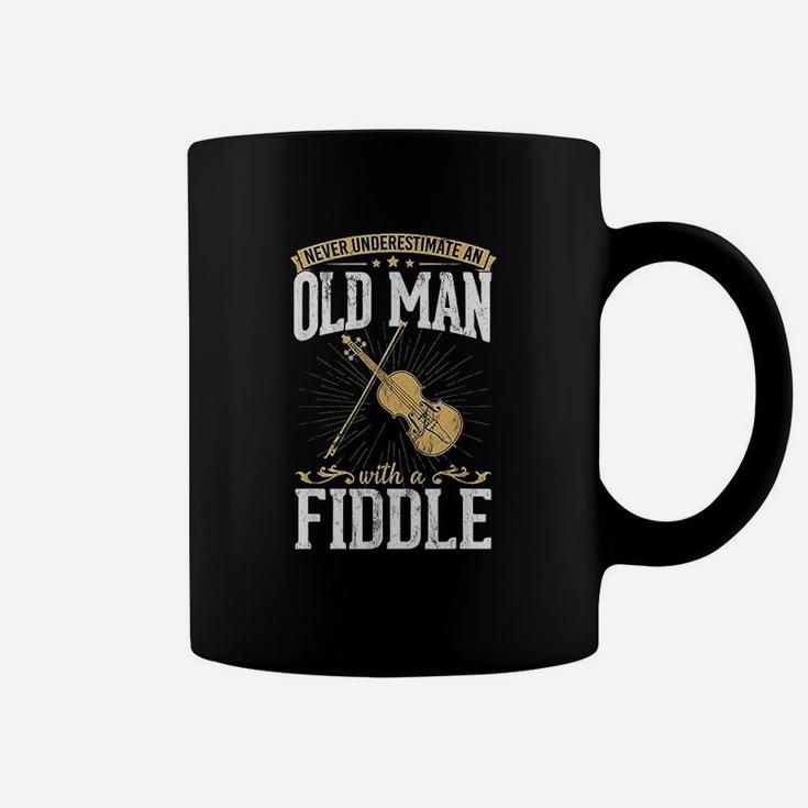 Never Underestimate An Old Man With A Fiddle Design Musical Coffee Mug