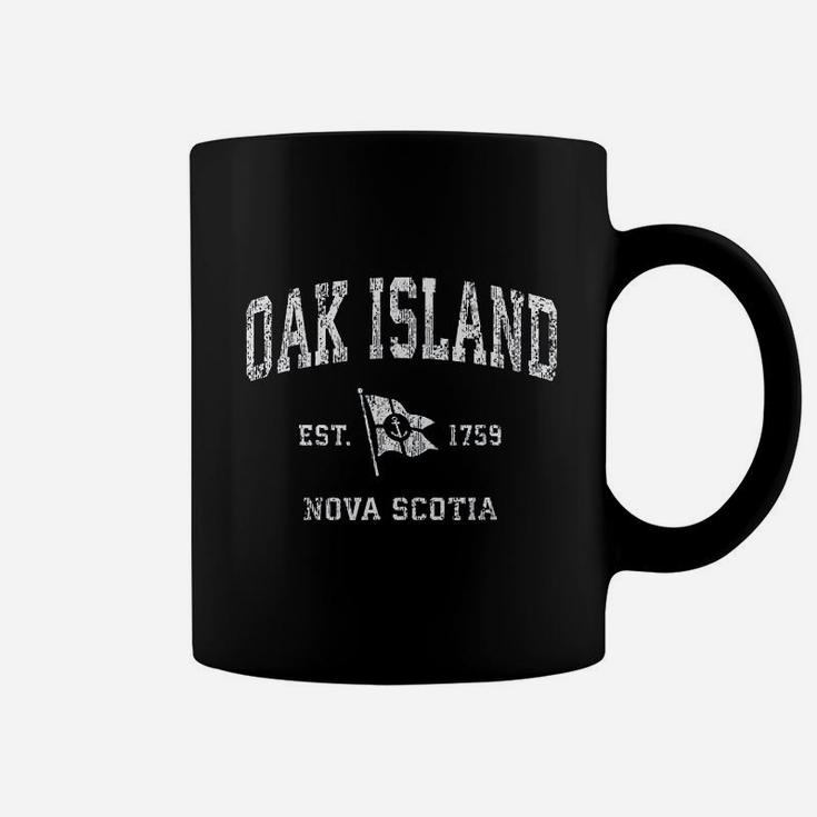 Oak Island Canada Vintage Nautical Boat Anchor Flag Sports Coffee Mug