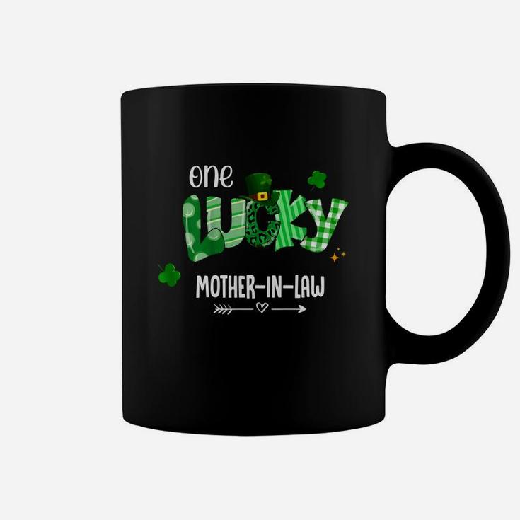 One Lucky Mother-in-law Shamrock Leopard Green Plaid St Patrick Day Family Gift Coffee Mug