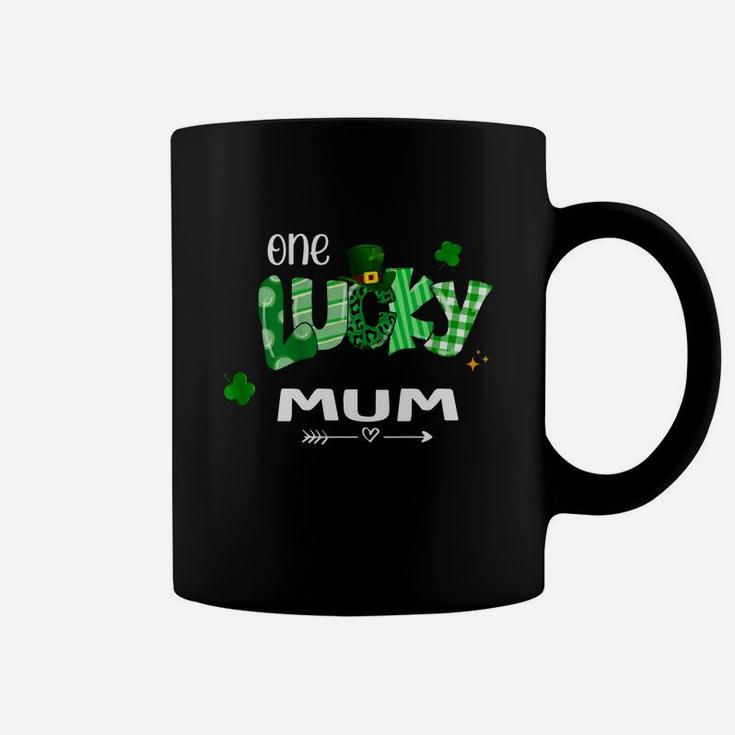 One Lucky Mum Shamrock Leopard Green Plaid St Patrick Day Family Gift Coffee Mug